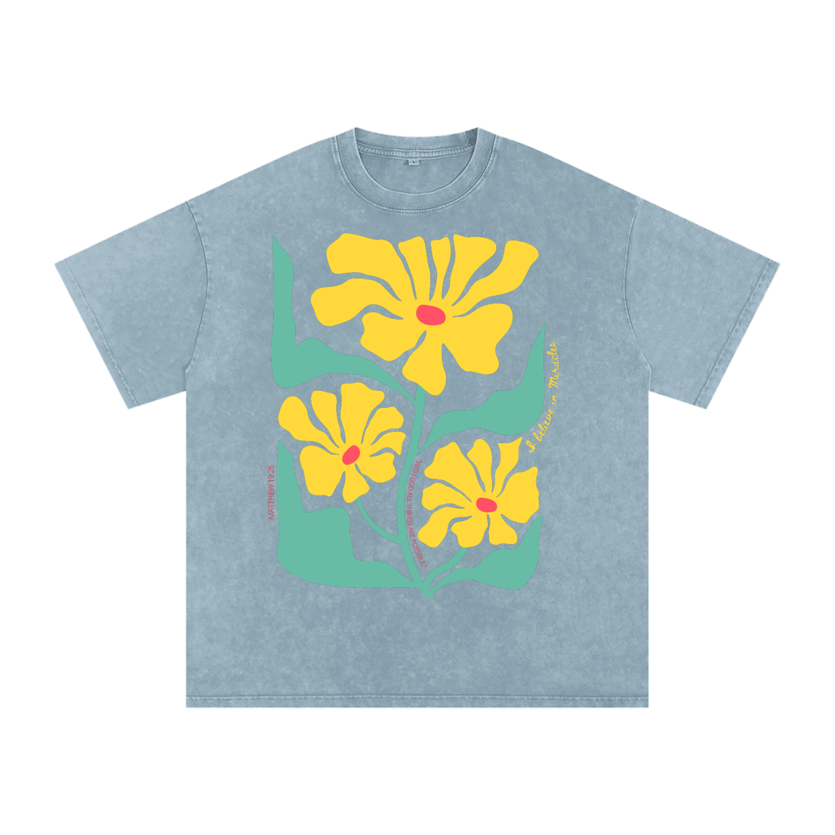 Matthew 19:26 Snow Washed Oversized Cotton T-Shirt
