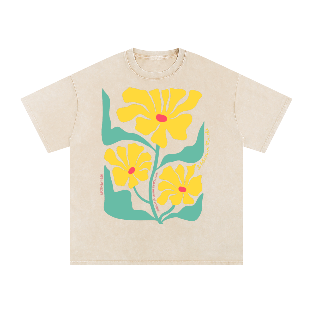 Matthew 19:26 Snow Washed Oversized Cotton T-Shirt