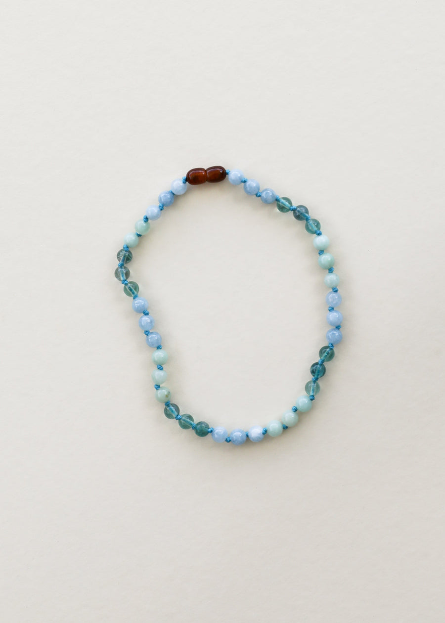 Amazonite + Aquamarine + Fluorite || Gemstone Necklace