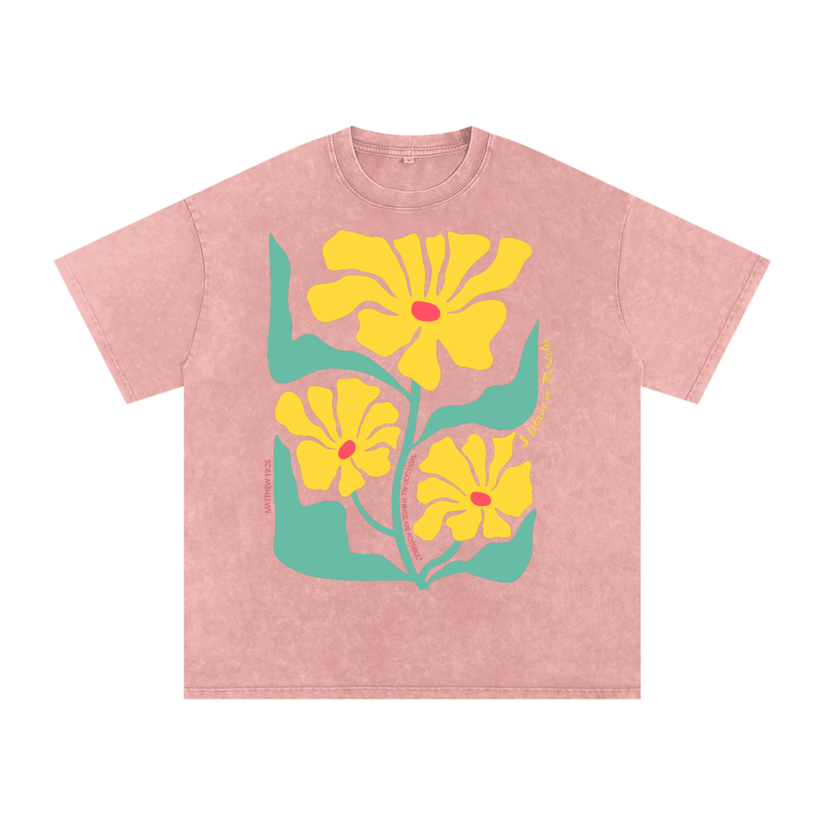 Matthew 19:26 Snow Washed Oversized Cotton T-Shirt