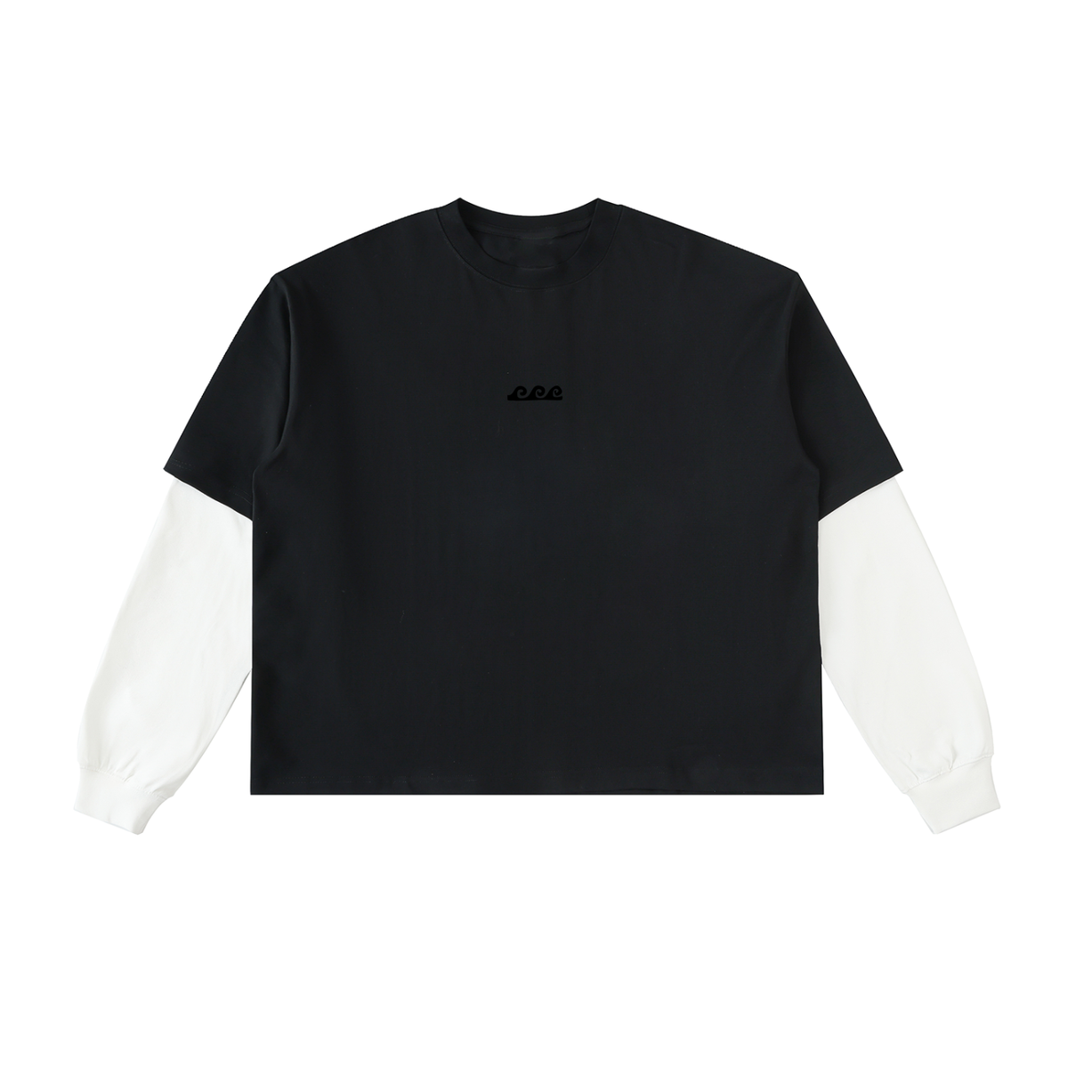 Worthy Wave Co. Layered Contrast Sleeve Cotton T-Shirt