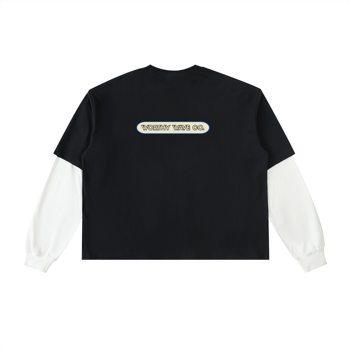 Worthy Wave Co. Layered Contrast Sleeve Cotton T-Shirt