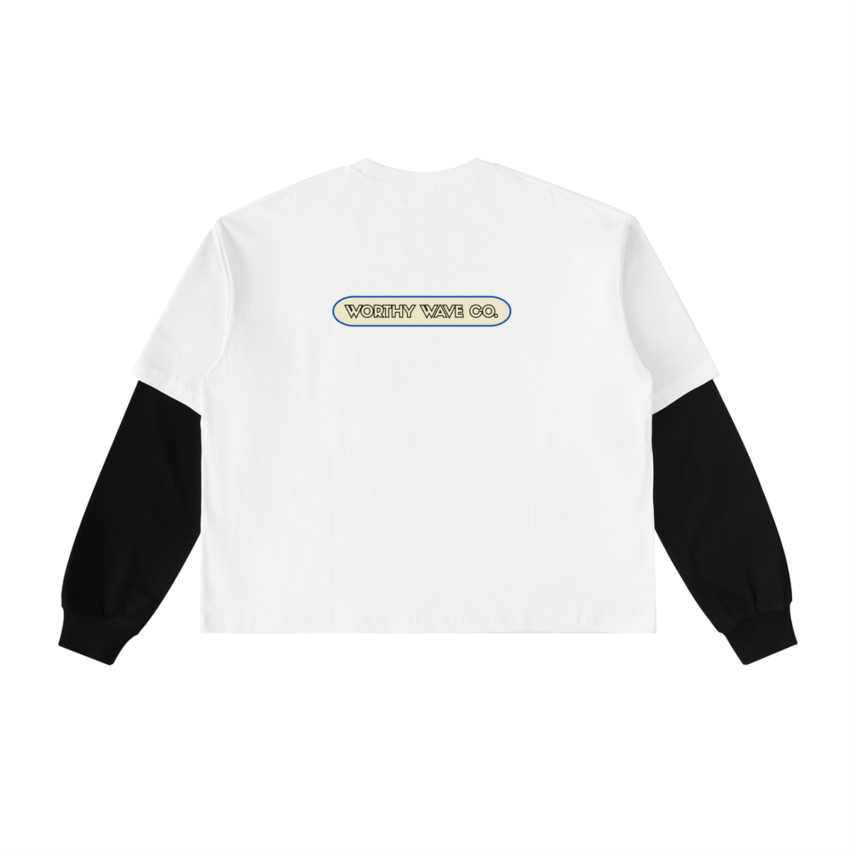 Worthy Wave Co. Layered Contrast Sleeve Cotton T-Shirt