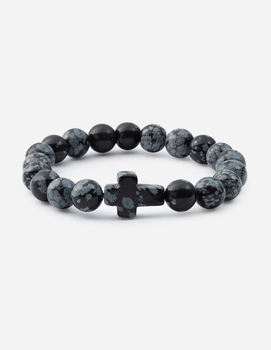 Obsidian Cross Bracelet // Unisex